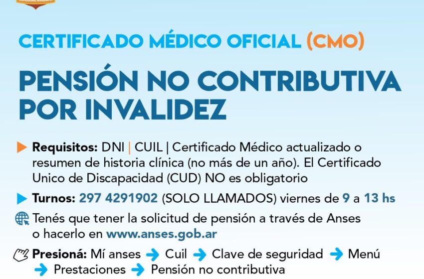  Comodoro Rivadavia vuelve a gestionar pensiones no contributivas por invalidez a partir de este viernes 5 de AGOSTO