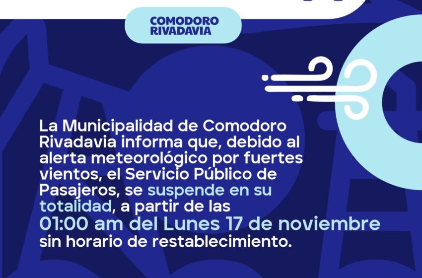  Se suspende el servicio de transporte publico de pasajeros por ALERTA ROJA por viento