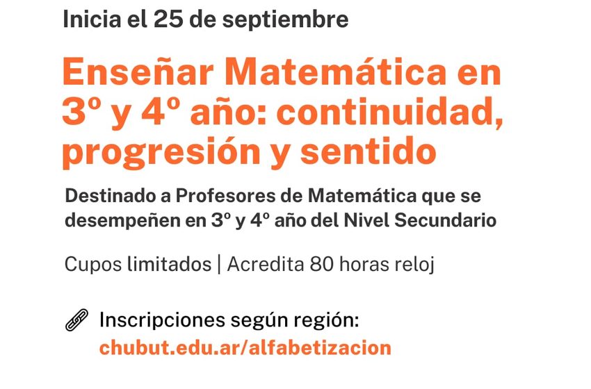  Educación: abren las inscripciones para capacitación docente en Matemática para 3º y 4º año